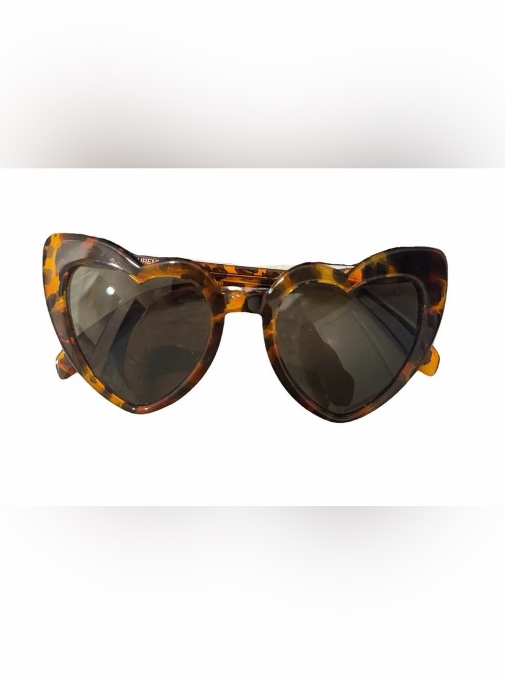 Saint Laurent Tortoiseshell Heart Sunglasses with Dark Lenses